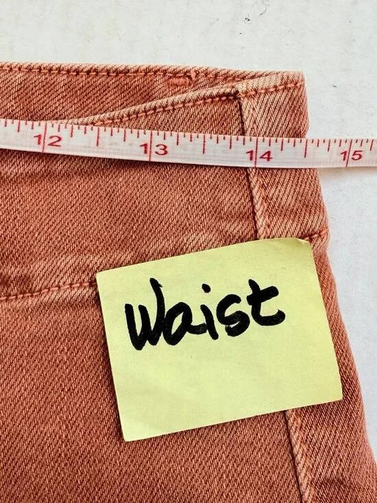 Paige Nellie Wide Leg Crop Pants Womens 28 Peach Cotton Blend Stretch Button Fly - Picture 7 of 10